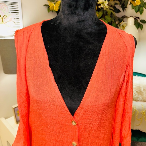 Mlle Gabrielle Lined Rustic Tangerine / Orange Hi-low Hem Maxi Dress Size XL - Picture 3 of 9